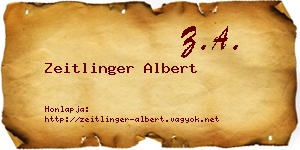 Zeitlinger Albert névjegykártya